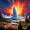 Captivating image of a geyser erupting in a picturesque landscape