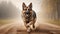 This captivating image showcases a majestic German Shepherd dog.