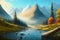 Captivating Landscape Painting Illustration: A Breathtaking Scene.