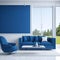 Captivating Living Room: Showcase Your Style with a Modern Blue-themed Mockup