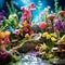 Captivating miniature wonderland: a macro shot of a meticulously crafted tiny flower garden