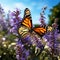 Captivating Monarch Butterfly on Blossoming Wildflower: Nature\\\'s Vibrant Harmony in a Stunning Macro Image