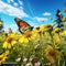 Captivating Monarch Butterfly on Blossoming Wildflower: Nature\\\'s Vibrant Harmony in a Stunning Macro Image