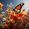 Captivating Monarch Butterfly on Blossoming Wildflower: Nature\\\'s Vibrant Harmony in a Stunning Macro Image