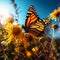 Captivating Monarch Butterfly on Blossoming Wildflower: Nature\\\'s Vibrant Harmony in a Stunning Macro Image