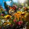 Captivating Monarch Butterfly on Blossoming Wildflower: Nature\\\'s Vibrant Harmony in a Stunning Macro Image