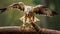 Captivating National Geographic Photo: Majestic Hawk Gripping Stick In Woods