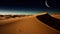 A Captivating Night Amidst the Desert Sand Dunes. Generative AI