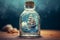 Captivating ocean in a bottle with a miniature pirate ship