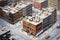 A captivating painting of a city street blanketed in a pristine layer of snow during winter, Aerial view of Wall Street in snow,