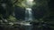 Captivating Panoramic Shot of a Gorgeous Deep Forest Waterfall
