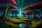 Captivating Panoramic View of a Magical Fairyland with Glowing Elements in the Darkness with Generative AI