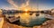 Captivating Panoramic View of the Picturesque Harbor at Summer Sunset. Generative AI