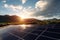 Captivating Panoramic View of Solar Panels with Sun Flare Cinematic Shot