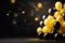 A captivating pile of yellow and black balloons with a glittery foreground, perfect for celebration-themed