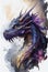 Captivating Portrait: A Dragon\\\'s Head in Ultra-Fine Colored Inking Lines