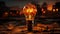 Captivating Post-apocalyptic Futurism: Vivid Energy Explosions And Cybersteampunk Lamp