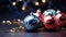 Captivating Red and Blue Christmas Baubles in High-Quality Photography - A Vivid Display of Holiday