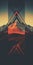 Captivating Retro Abstract Art Of Mountain Range In Symmetrical Geometry