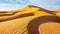 Captivating sahara desert panorama at sunset with golden sand dunes breathtaking landscape banner