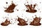 Captivating Set of Chocolate or Cocoa Splash with Clipping Path on White Background, created with Generative AI