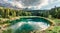 Captivating summer view of Carezza Karersee lake. Dramatic morning scene of Dolomiti Alps, Province of Bolzano, South Tyrol, Ita