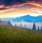 Captivating sunrise on Carpathians.