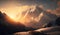 Captivating Sunrise over the Himalayan Mountains: A Breathtaking Moment Frozen in Time