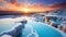 Captivating Sunset Pool With Frozen Rocks: A Stunning Filipp Hodas-inspired Image