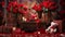 A captivating Valentine\\\'s Day background featuring an array of red roses, charming teddy bears