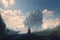 Captivating Vistas: Child Contemplating Fortress amid Majestic Landscape - Winning Ultra-Elegant Photography