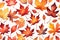 Captivating Watercolor Illustration: Fallen Leaves in Various Shades of Autumn, Vibrant Reds, Oranges, and Yellows