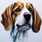 Captivating Watercolor Portrait of a Majestic Adult Beagle