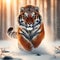 Captivating Wildlife Encounter as an Amur Tiger Roams Through Snowy Wilderness. Generative ai for illustrations