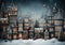 A captivating winter scene featuring charming houses adorned with twinkling lights. Generative AI