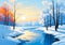 Captivating Winter Wonderland: A Vector Illustration of a Snowy
