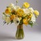 Captivating Yellow Vase With White Flowers - Photorealistic Renderings And Symmetrical Arrangements