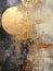 Captivatingly Atmospheric Abstract Painting of the Golden Sun with Metallic Leaves AI Generated