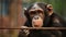 Captive Chimpanzees in Outdoor Habitat. generative ai