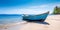 Capture the Beauty of Summer, A Boat on a Bright Beach at Sunrise for Stock Photography