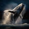Capture the raw power and energy of a breaching humpback whale by AI generated