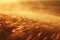 Capture the serene beauty of a wheat field as it elegantly dances with the wind in this captivating landscape photograph, A gush