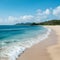 Capture Soft wave of blue ocean on sandy beach, serene coastline