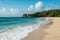 Capture Soft wave of blue ocean on sandy beach, serene coastline