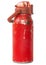 captured an image of an old, vintage red vacuum flask, showcasing its nostalgic charm and enduring style. Employing a precise