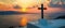 Capturing the Beauty: A Cross Silhouetted Against a Santorini Sunset