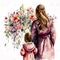 Capturing the Beauty of Motherhood: Watercolor Portraits for Mother\\\'s Day AI Generated