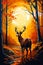 Capturing the Majestic Beauty of a Deer Forest at Sunset: A Vibr