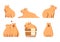 Capybara animal set isolated cute rodent characters