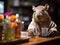 Capybara bartender pouring mini drink
